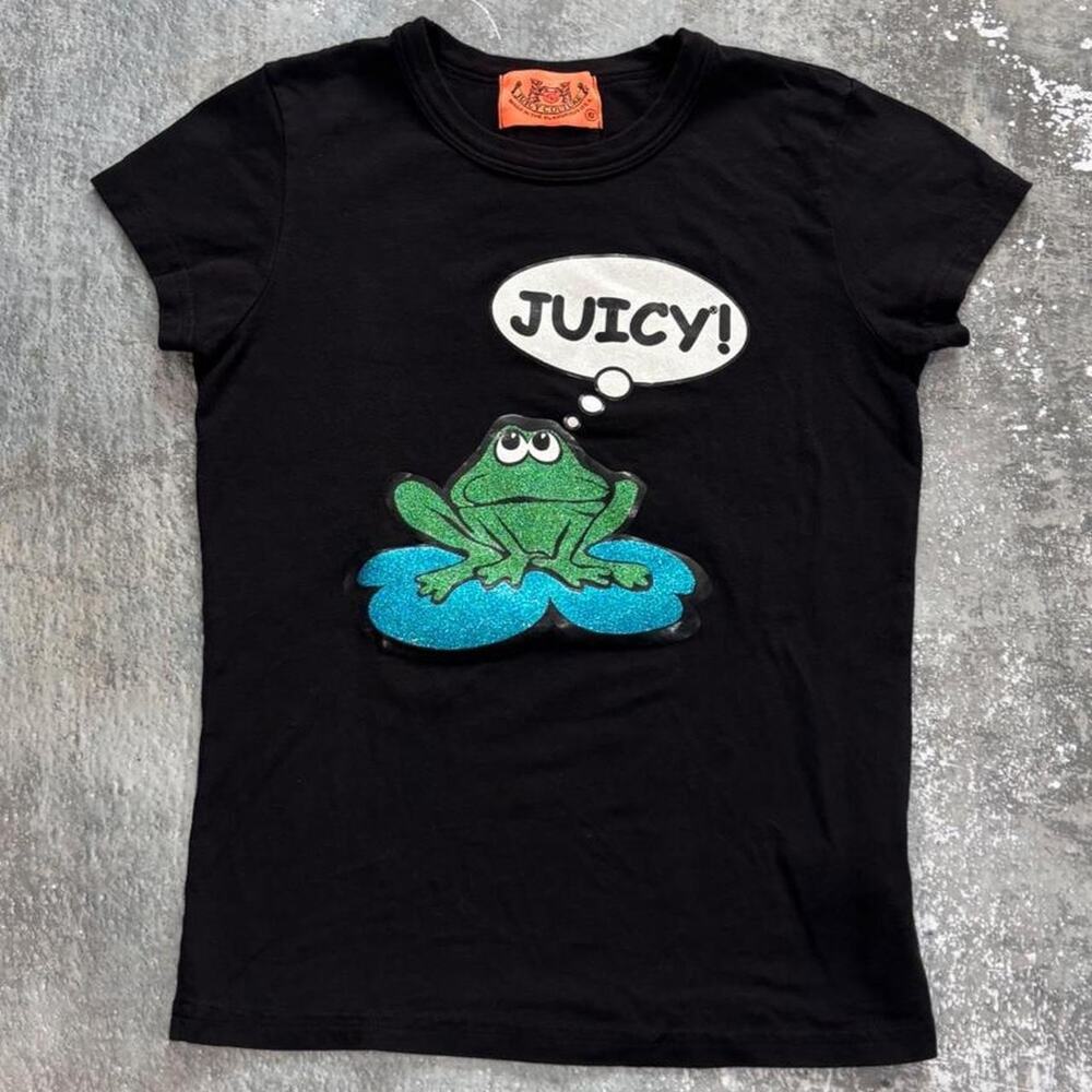 Vintage Juicy Couture Black Frog T Shirt Size Small